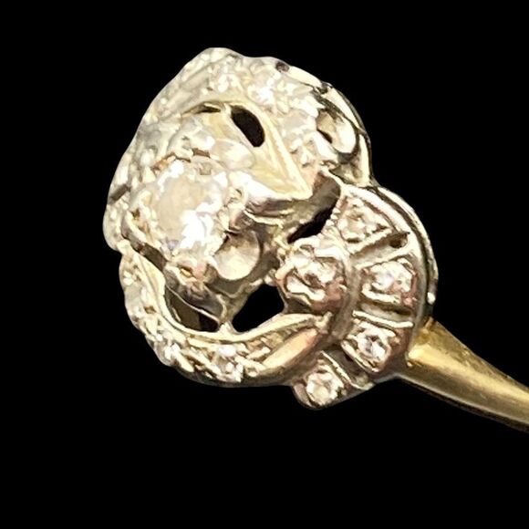 Antique 14kt gold Art Deco diamond ring appraisal included 6.75 - Picture 9 of 16